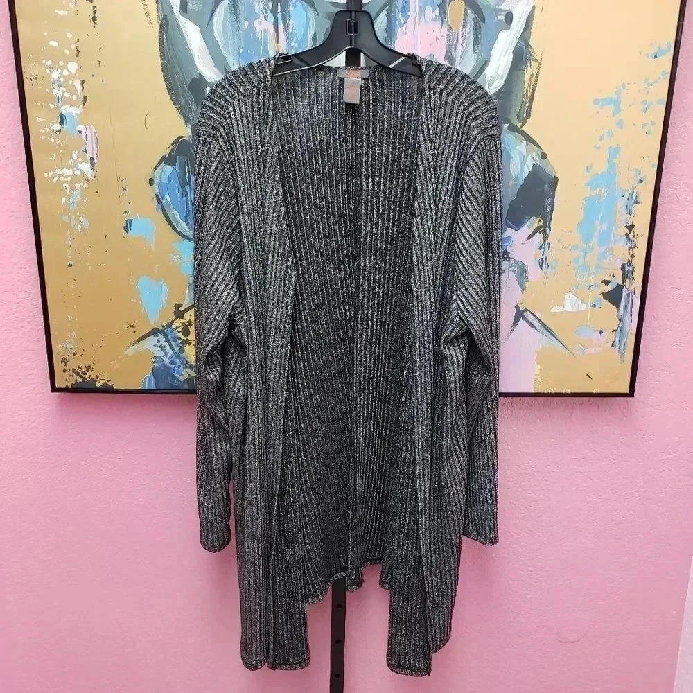 SoSik Metallic Open Front Cardigan